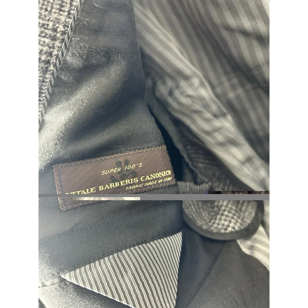 Banana Republic 40S Vitale Barberis Super 100s Wool Plaid‎ Gray Jacket Blazer